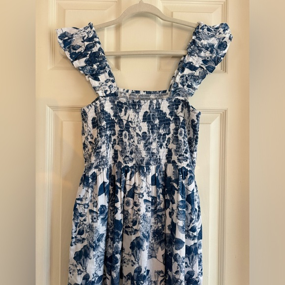 NWT - The Drop Women's Kimi Ruffled-Shoulder Smocked Midi Dress - Picture 4 of 8